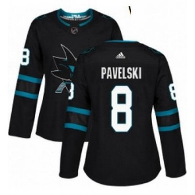 Womens Adidas San Jose Sharks 8 Joe Pavelski Premier Black Alternate NHL Jersey