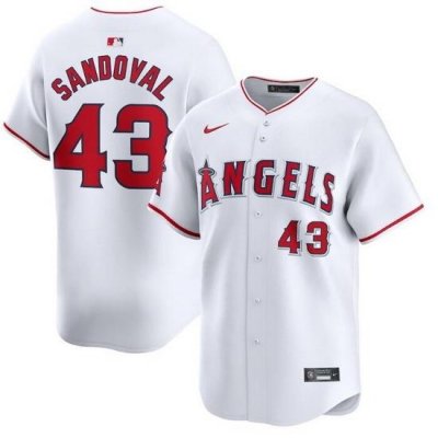 Men Los Angeles Angels 43 Patrick Sandoval White Home Limited Stitched Baseball Jersey