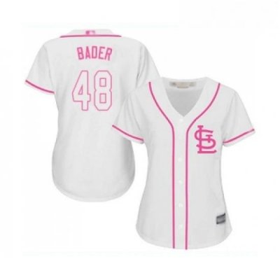 Womens St Louis Cardinals 48 Harrison Bader Replica White Fashion Cool Base Baseball Jersey