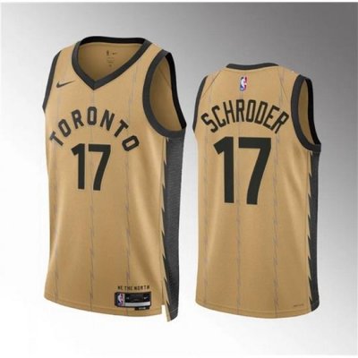 Men Toronto Raptors 17 Dennis Schroder Gold 2023 24 City Edition Stitched Basketball Jersey