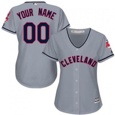 Men Women Youth All Size Cleveland Indians Majestic Grey Home Cool Base Custom Jersey