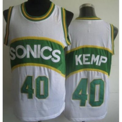 Seattle SuperSonics 40 Shawn Kemp White Hardwood Classics Revolution 30 NBA Jerseys