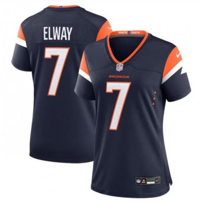 Women Denver Broncos 7 John Elway Navy 2024 Alternate Stitched Jersey