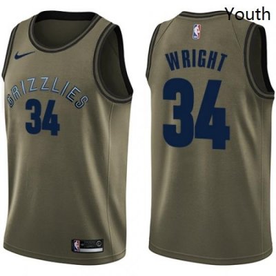 Youth Nike Memphis Grizzlies 34 Brandan Wright Swingman Green Salute to Service NBA Jersey