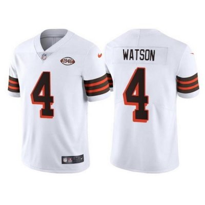 Youth Cleveland Browns 4 Deshaun Watson White 1946 Collection Vapor Untouchable Limited Stitched Jersey