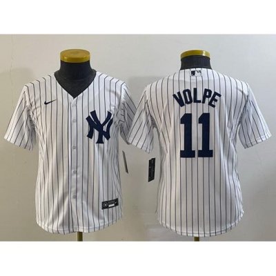 Women NeW York Yankees 11 Anthony Volpe White Cool Base Stitched Jersey