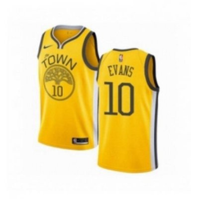 Womens Nike Golden State Warriors 10 Jacob Evans Yellow Swingman Jersey Earned Edition