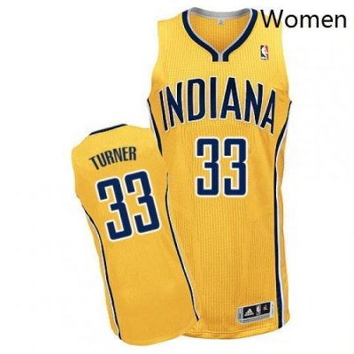 Womens Adidas Indiana Pacers 33 Myles Turner Authentic Gold Alternate NBA Jersey