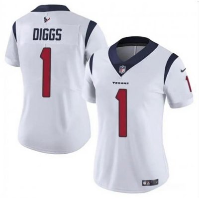 Women Houston Texans 1 Stefon Diggs White Vapor Untouchable Limited Stitched Jersey