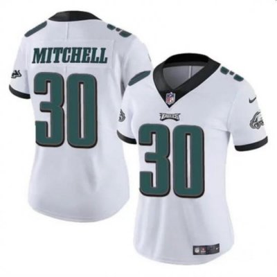 Women Philadelphia Eagles 30 Quinyon Mitchell White 2024 Draft Vapor Untouchable Limited Stitched Football Jersey