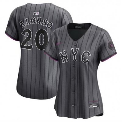 Women New York Mets 20 Pete Alonso Graphite 2024 City Connect Limited Stitched Baseball Jersey 2 1