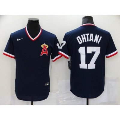 Men Los Angeles Angels 17 Shohei Ohtani Black Red Cool Base Stitched Jersey