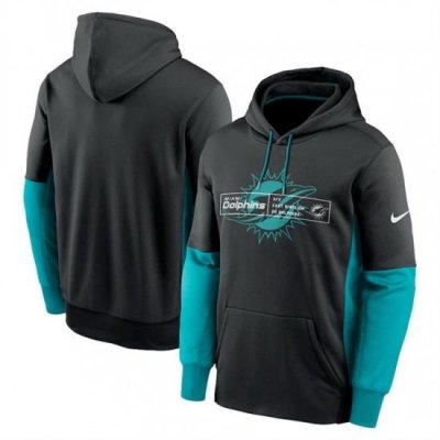 Men Miami Dolphins Black Color Block Fleece Performance Pullover Hoodie