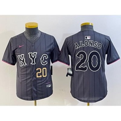 Youth New York Mets 20 Pete Alonso Graphite 2024 City Connect Limited Stitched Baseball Jersey