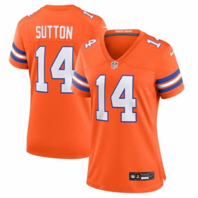 Women Denver Broncos 14 Courtland Sutton Orange Mile High Collection 1977 Throwback Stitched Jersey