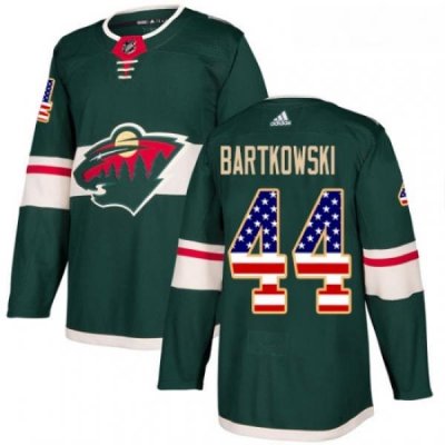 Youth Adidas Minnesota Wild 44 Matt Bartkowski Authentic Green USA Flag Fashion NHL Jersey