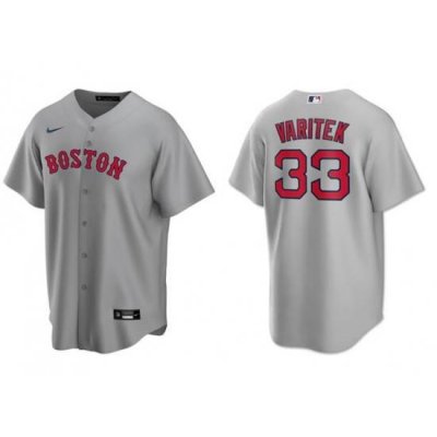 Men BOSTON RED SOX  GREY ROAD JASON VARITEK #33 Stitched MLB Cool Base JERSEY