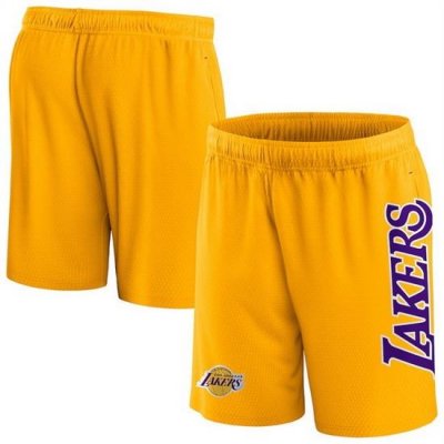 Men Los Angeles Lakers Gold Post Up Mesh Shorts