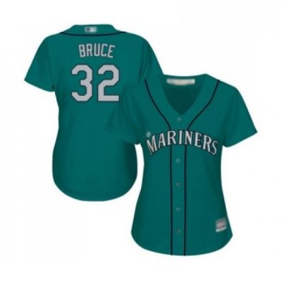 Womens Seattle Mariners 32 Jay Bruce Replica Teal Green Alternate Cool Base Baseball Jersey