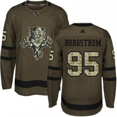 Youth Adidas Florida Panthers 95 Henrik Borgstrom Authentic Green Salute to Service NHL Jersey