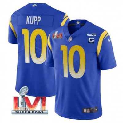 Youth Los Angeles Rams 10 Cooper Kupp Royal 2022 With C Patch Super Bowl LVI Vapor Untouchable Limited Stitched Jersey