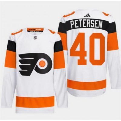 Men Philadelphia Flyers 40 Cal Petersen White 2024 Stadium Series Stitched Jersey