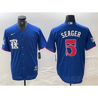 Men Texas Rangers 5 Corey Seager Royal City Connect Stitched Baseball Jersey