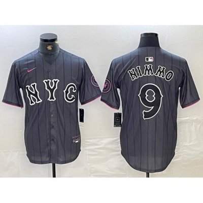 Men NeW York Mets 9 Brandon Nimmo Graphite 2024 City Connect Limited Stitched Baseball Jersey 1