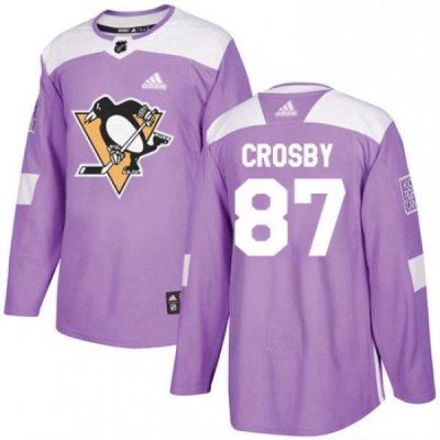 Youth Adidas Pittsburgh Penguins 87 Sidney Crosby Authentic Purple Fights Cancer Practice NHL Jersey