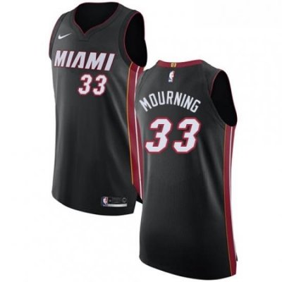 Womens Nike Miami Heat 33 Alonzo Mourning Authentic Black Road NBA Jersey Icon Edition