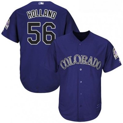 Youth Majestic Colorado Rockies 56 Greg Holland Authentic Purple Alternate 1 Cool Base MLB Jersey