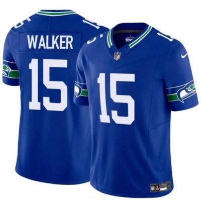 Men Seattle Seahawks 15 P J  Walker Royal 2024 F U S E Throwback Vapor Limited Stitched Football Jersey