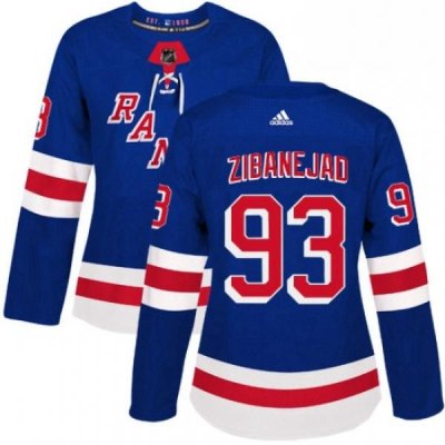 Womens Adidas New York Rangers 93 Mika Zibanejad Premier Royal Blue Home NHL Jersey