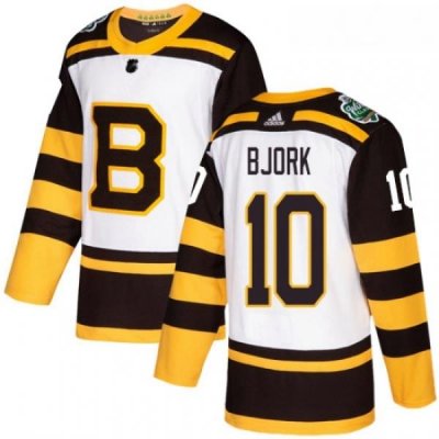 Youth Adidas Boston Bruins 10 Anders Bjork Authentic White 2019 Winter Classic NHL Jersey