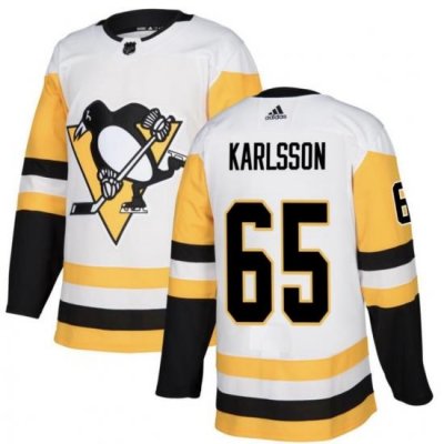 Men's Pittsburgh Penguins Erik Karlsson #65 White Stitched Adidas NHL Jersey