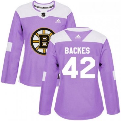 Womens Adidas Boston Bruins 42 David Backes Authentic Purple Fights Cancer Practice NHL Jersey