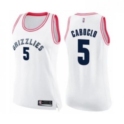 Womens Memphis Grizzlies 5 Bruno Caboclo Swingman White Pink Fashion Basketball Jersey