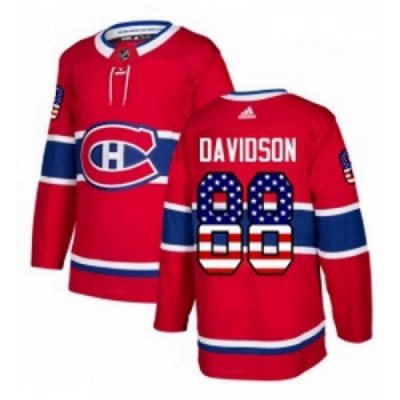 Youth Adidas Montreal Canadiens 88 Brandon Davidson Authentic Red USA Flag Fashion NHL Jersey