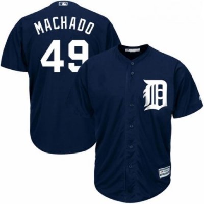 Youth Majestic Detroit Tigers 49 Dixon Machado Replica Navy Blue Alternate Cool Base MLB Jersey