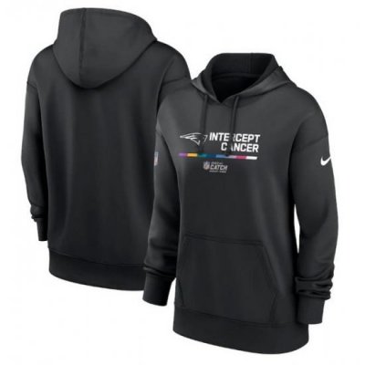 Women New England Patriots 2022 Black NFL Crucial Catch Therma Performance Pullover Hoodie