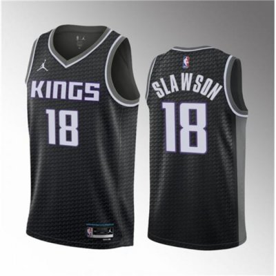 Men Sacramento Kings 18 Jalen Slawson Black 2023 Draft Statement Edition Stitched Jersey