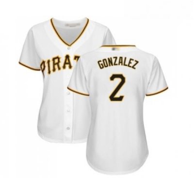 Womens Pittsburgh Pirates 2 Erik Gonzalez Replica White Home Cool Base Baseball Jersey