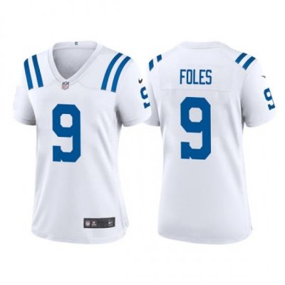 Women Indianapolis Colts 9 Nick Foles White Stitched Game Jersey