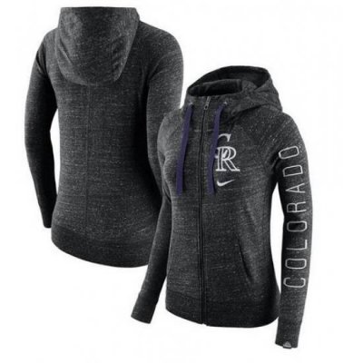 MLB Colorado Rockies Nike Women Vintage Full Zip Hoodie Heather Black