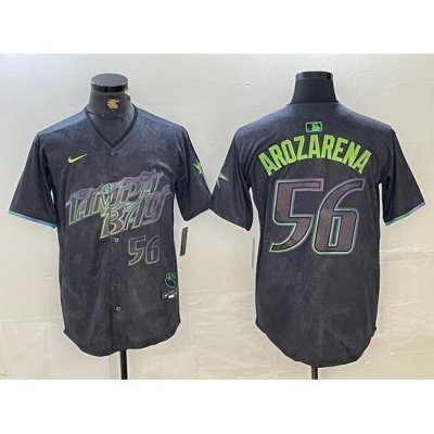 Men Tampa Bay Rays 56 Randy Arozarena Charcoal 2024 City Connect Limited Stitched Baseball Jersey 6