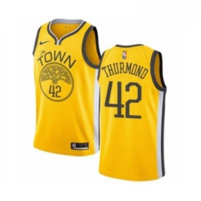 Youth Nike Golden State Warriors 42 Nate Thurmond Yellow Swingman Jersey Earned Edition