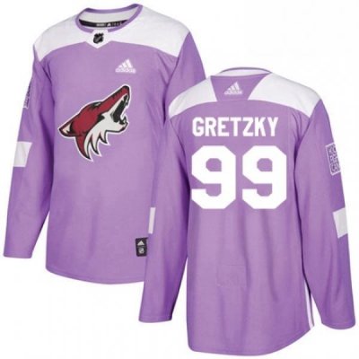 Youth Adidas Arizona Coyotes 99 Wayne Gretzky Authentic Purple Fights Cancer Practice NHL Jersey