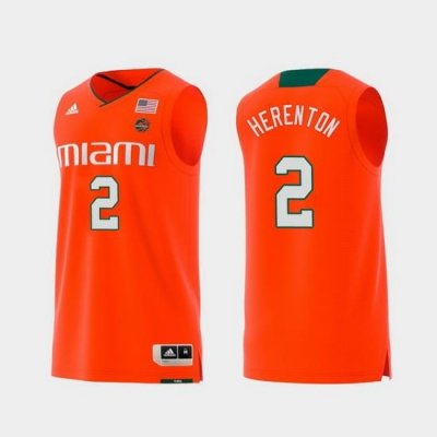 Men Miami Hurricanes Willie Herenton Orange Replica College Basketball Jersey