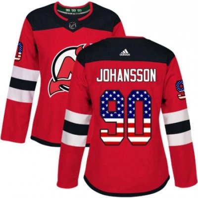 Womens Adidas New Jersey Devils 90 Marcus Johansson Authentic Red USA Flag Fashion NHL Jersey