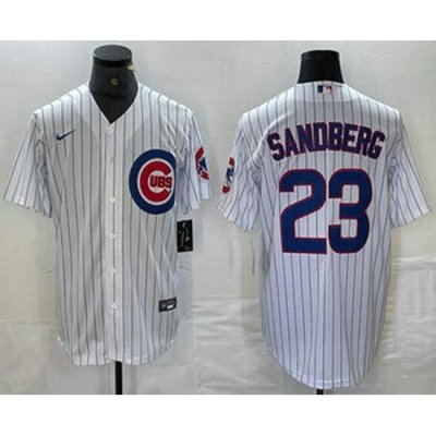 Men Chicago Cubs 23 Ryne Sandberg White Stitched Cool Base Nike Jersey